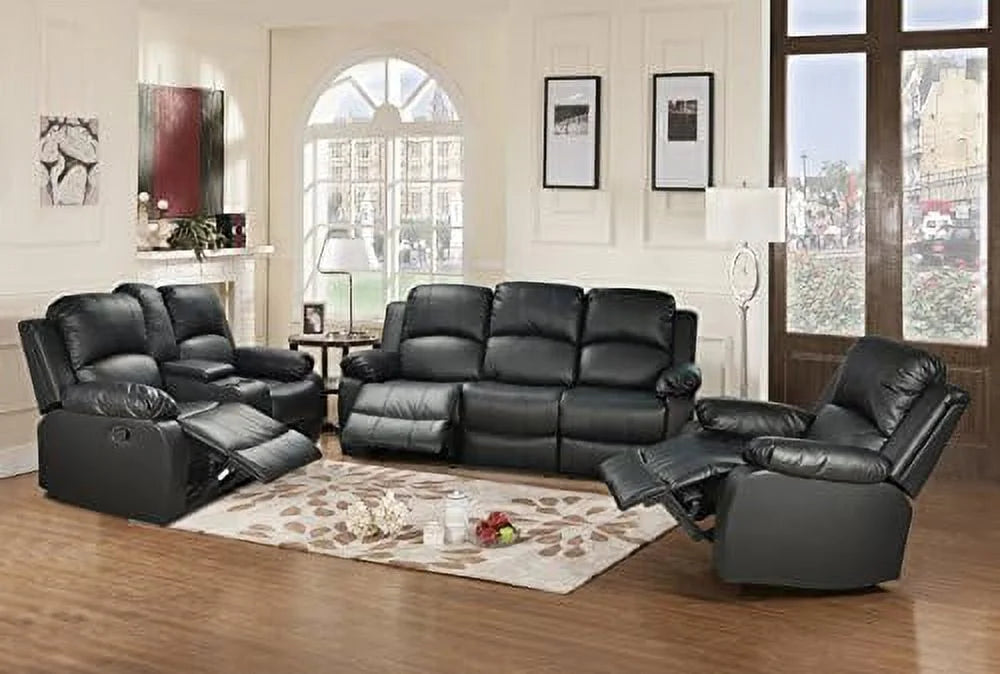 Black 3 Piece Recliner Sofa Loveseat and Chair C509501