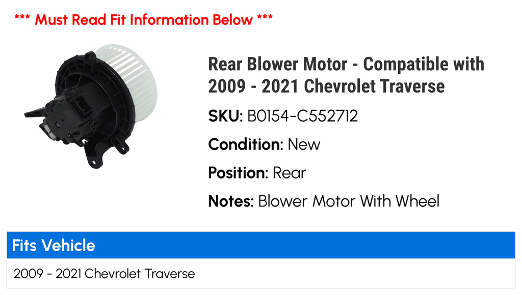 Rear Blower Motor O6023