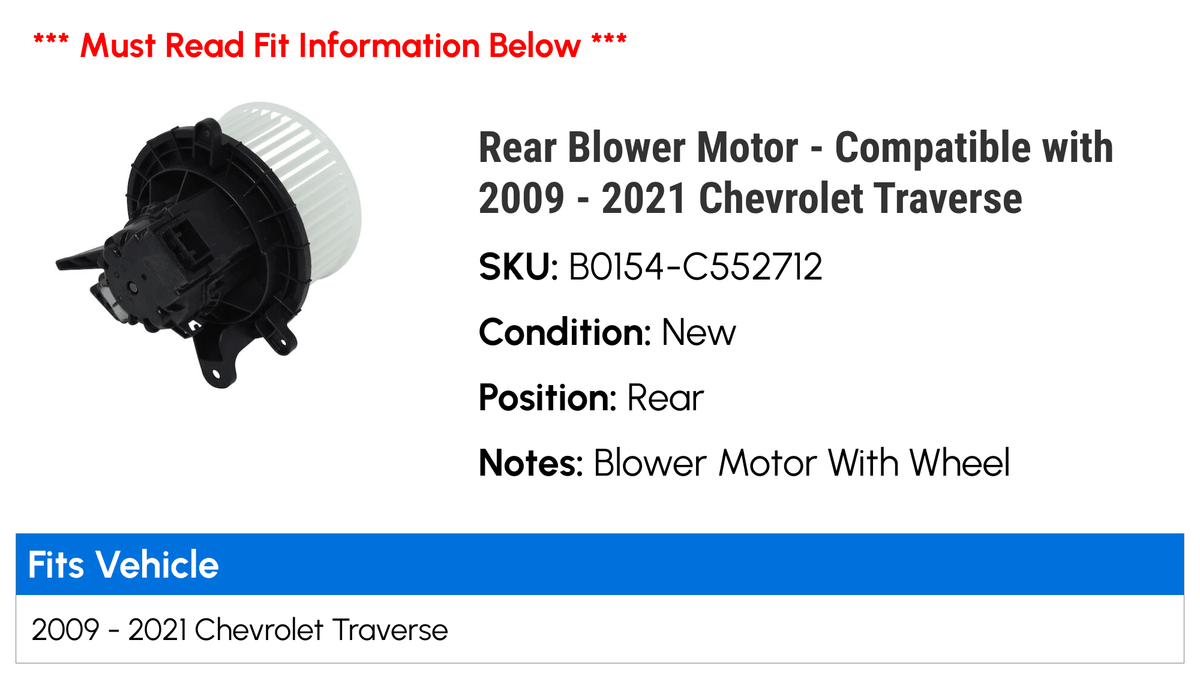 Rear Blower Motor O6023