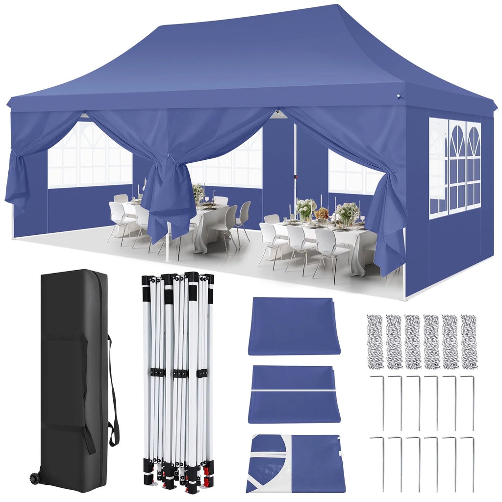 10' x 20' Pop up Canopy Tent with 6 Removable Sidewalls & Carry Bag M6761