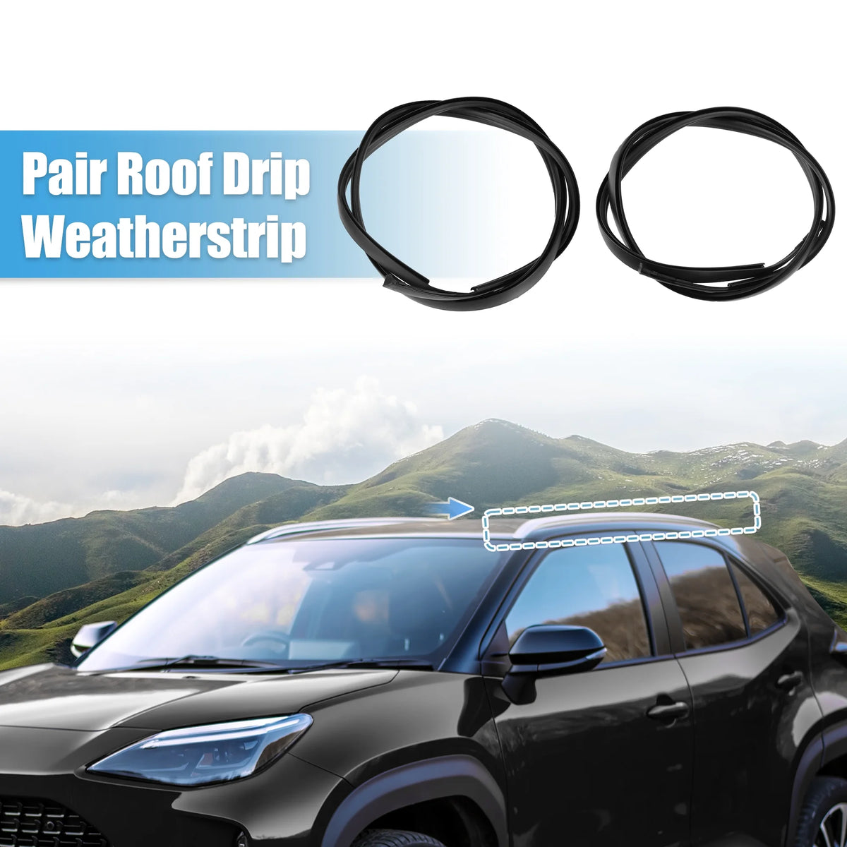 2 Pcs Car Roof Drip Weatherstrip for Toyota Yaris Sedan H789964