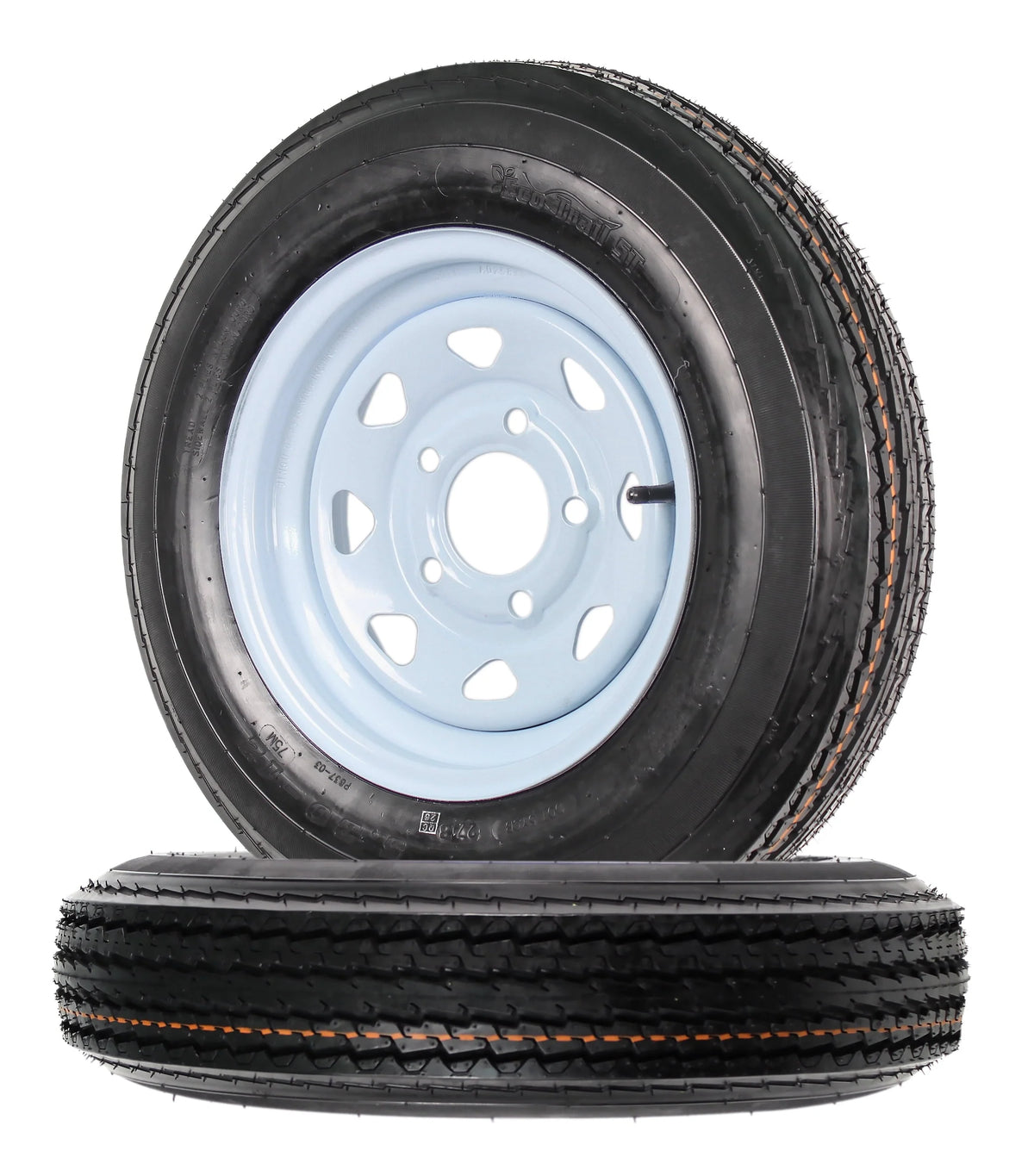 2-Pack Trailer Tire On Rim 530-12 12 in. White Spoke Wheel 5 Bolt C4471