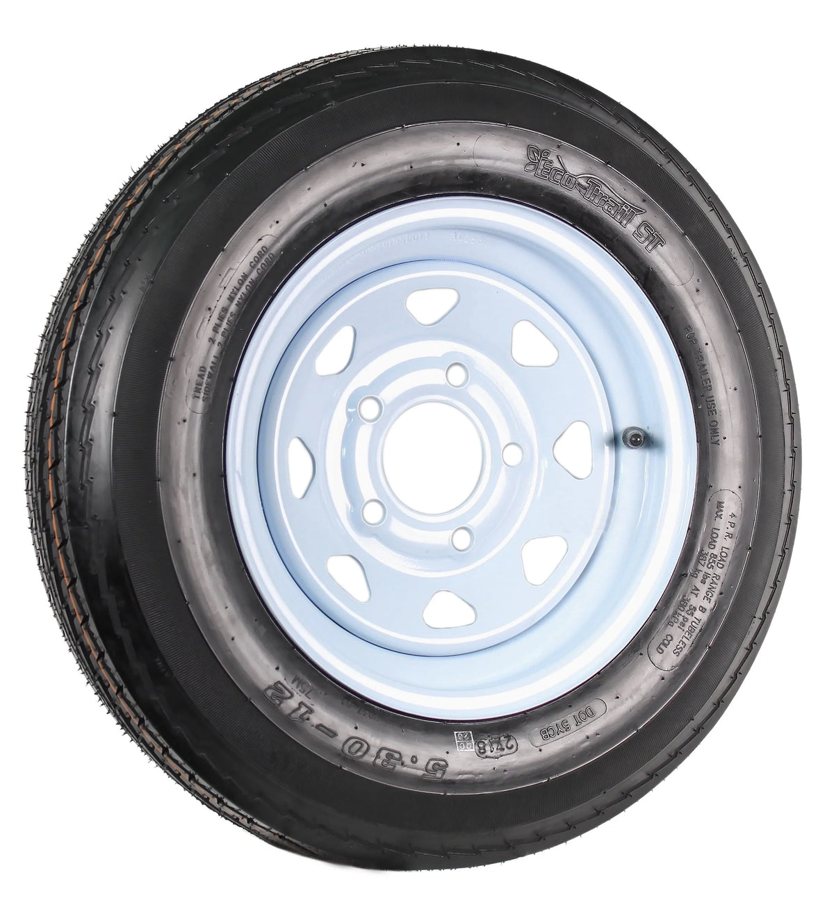 2-Pack Trailer Tire On Rim 530-12 12 in. White Spoke Wheel 5 Bolt C4471
