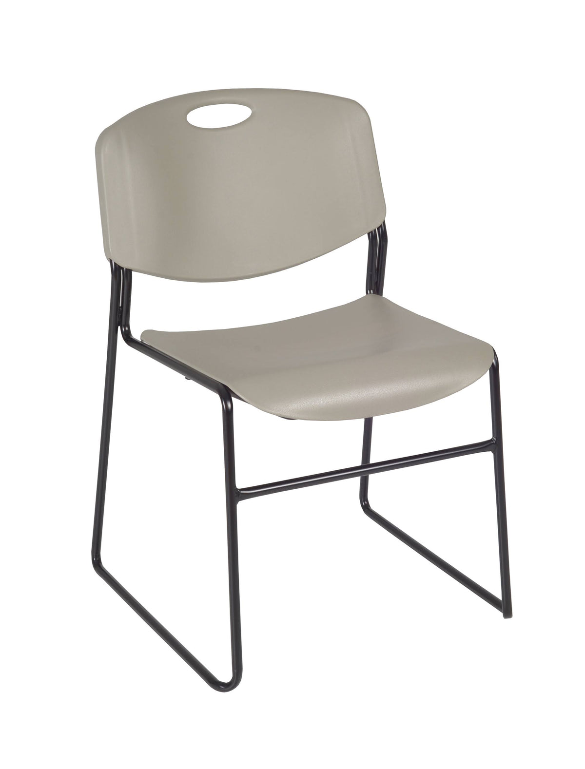 Maple Round Breakroom Table with 4 Grey Stack Chairs N52927