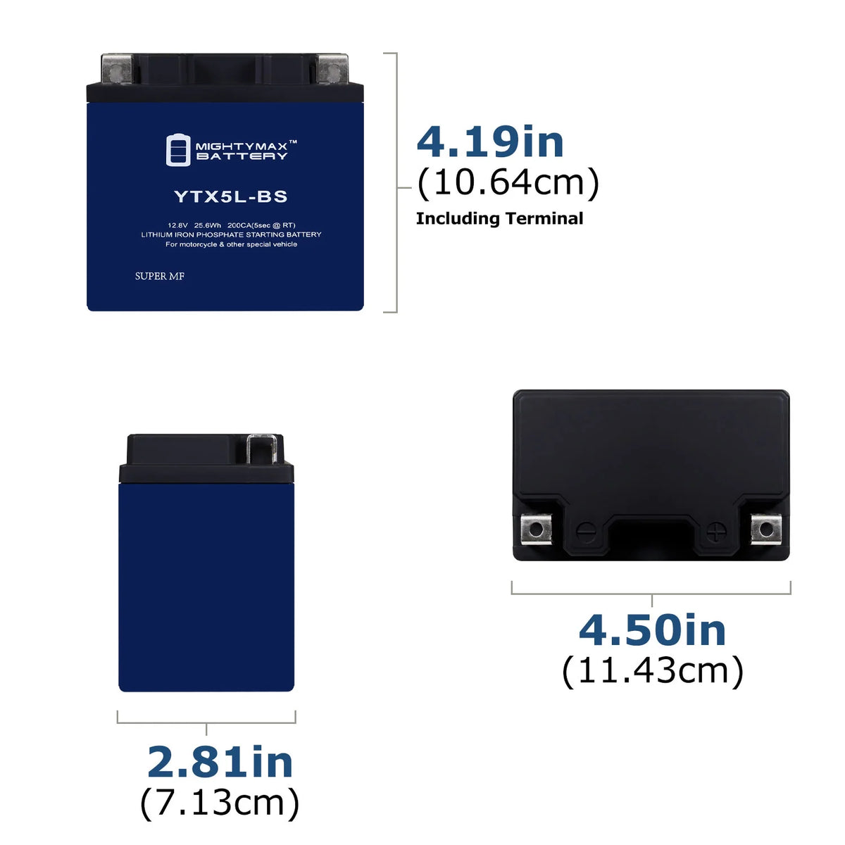 YTX5L-BS Lithium Replacement Battery 4 Pack Z712
