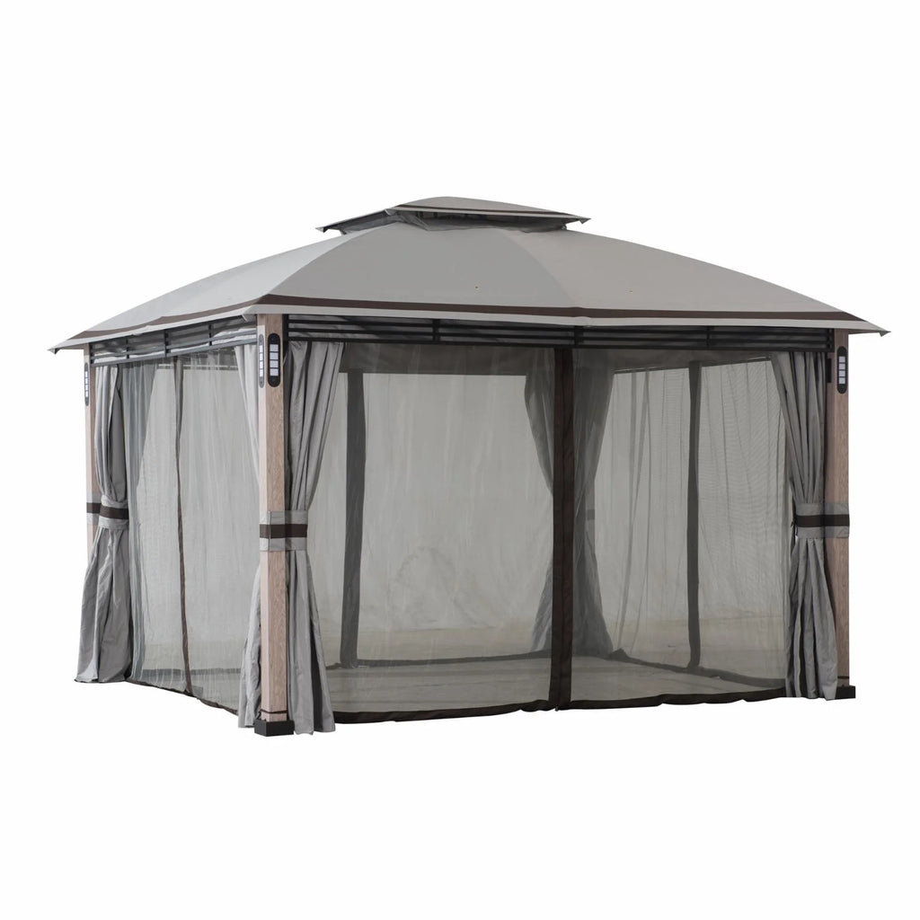 10 x 13 ft. Powder-coated Steel Frame 2-Tier Gazebo with LED Lighting and Bluetooth Sound T1169