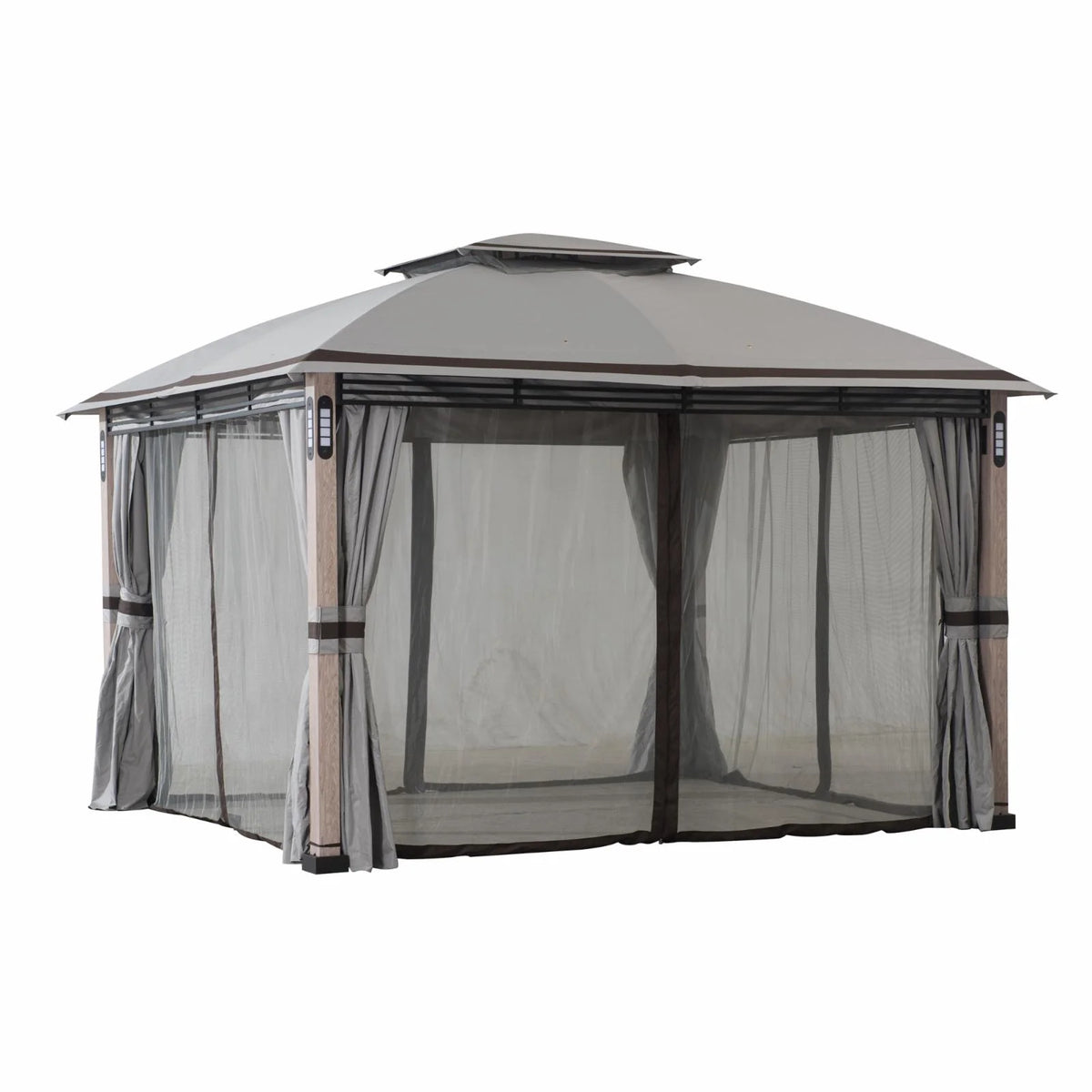 10 x 13 ft. Powder-coated Steel Frame 2-Tier Gazebo with LED Lighting and Bluetooth Sound T1169