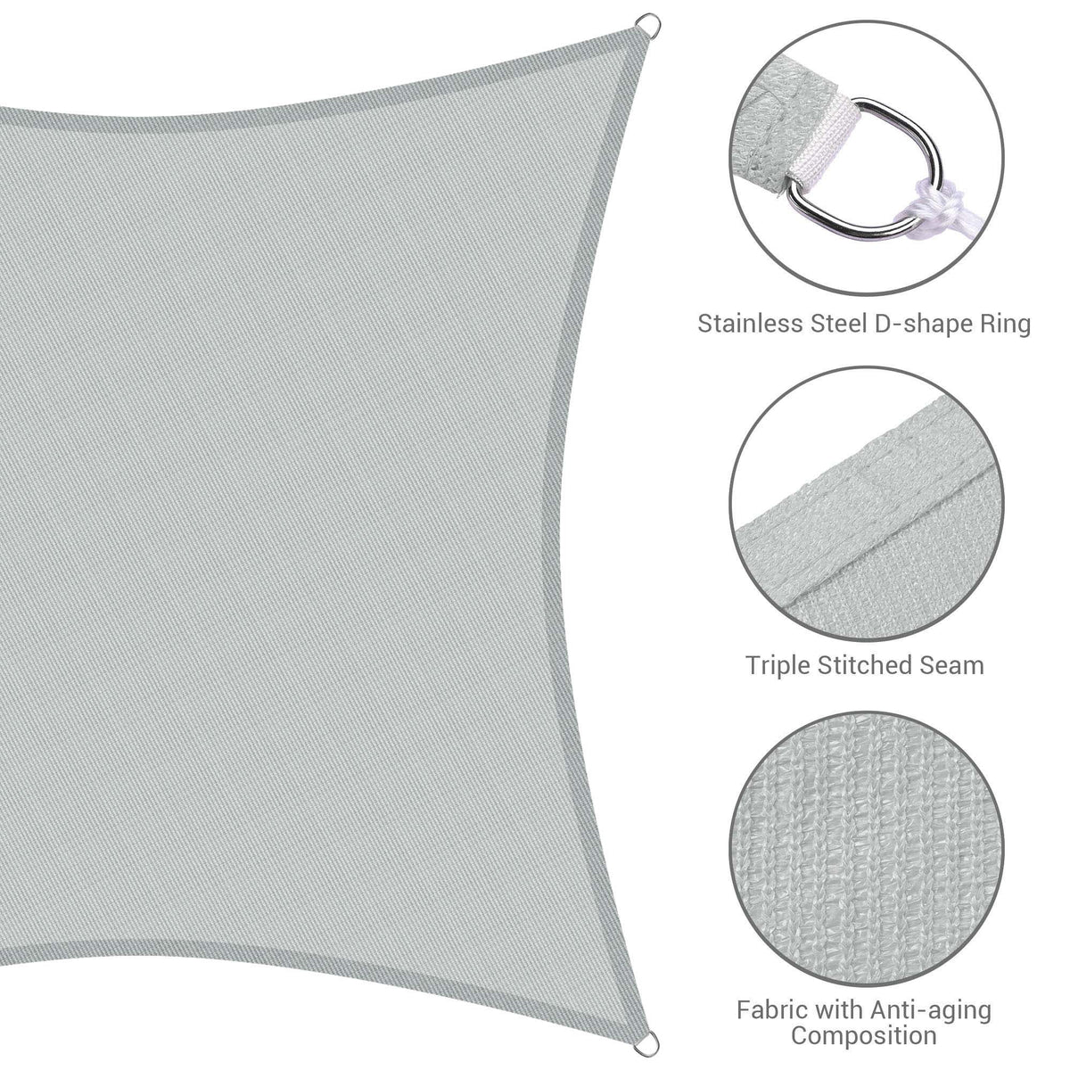 12x12' 95% UV Block Square Sun Shade Sail Canopy Y721244