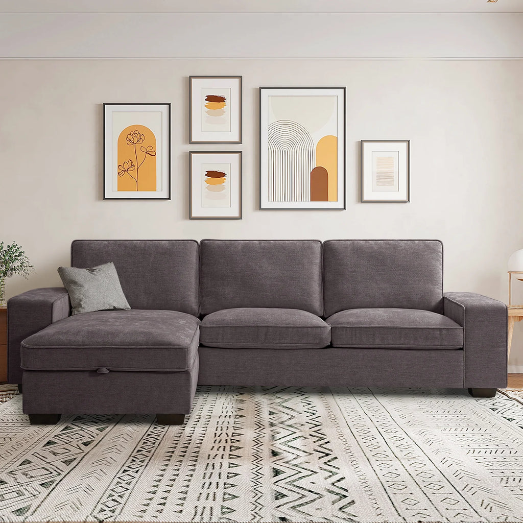 Convertible Sectional Sofa L Shaped Couch with USB and Type-C Charging Ports Y38635