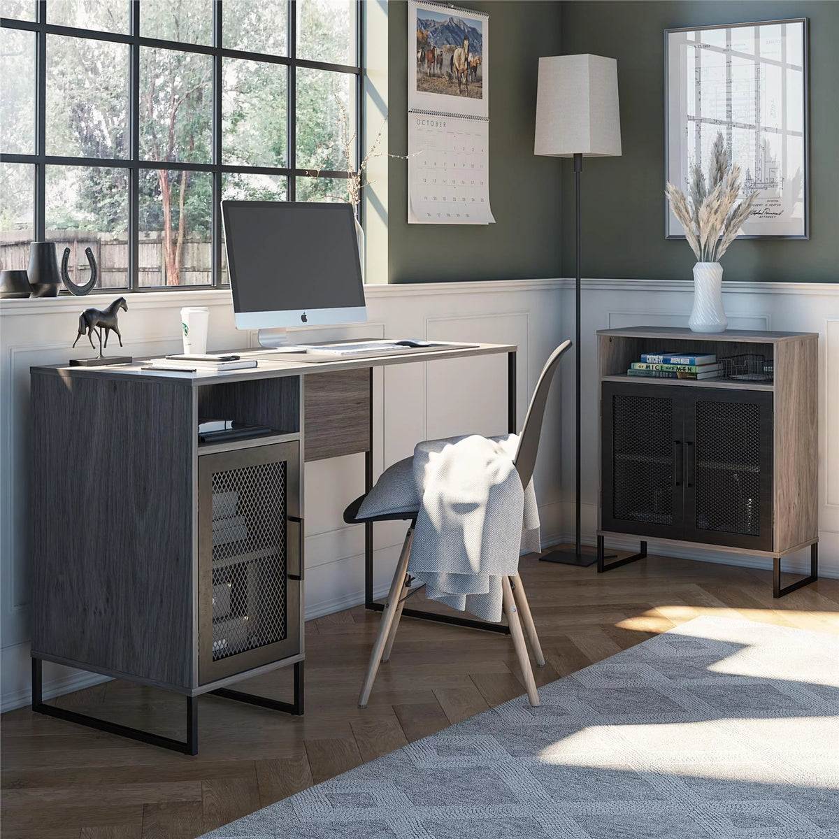 Gray Oak Computer Desk Z48428