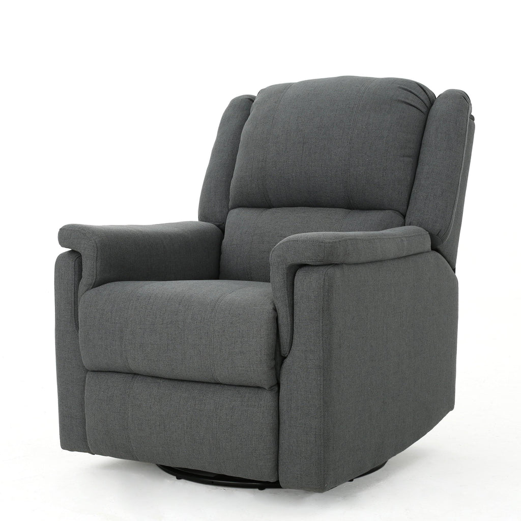 Charcoal Tufted Fabric Swivel Gliding Recliner Chair G62559