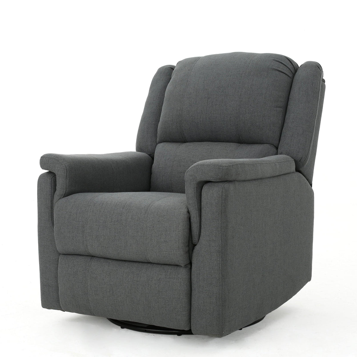Charcoal Tufted Fabric Swivel Gliding Recliner Chair G62559