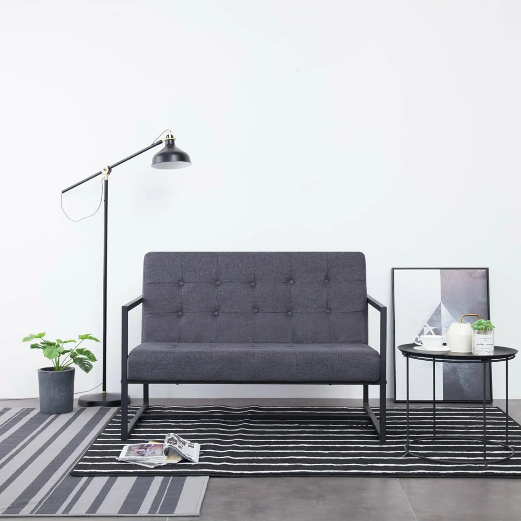 Dark Gray 2-Seater Sofa with Armrests H441