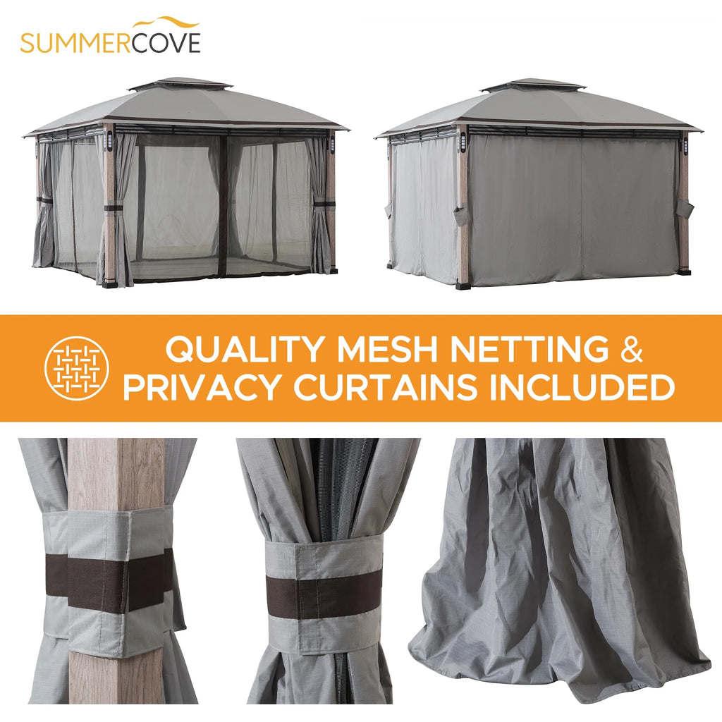10 x 13 ft. Powder-coated Steel Frame 2-Tier Gazebo with LED Lighting and Bluetooth Sound T1169