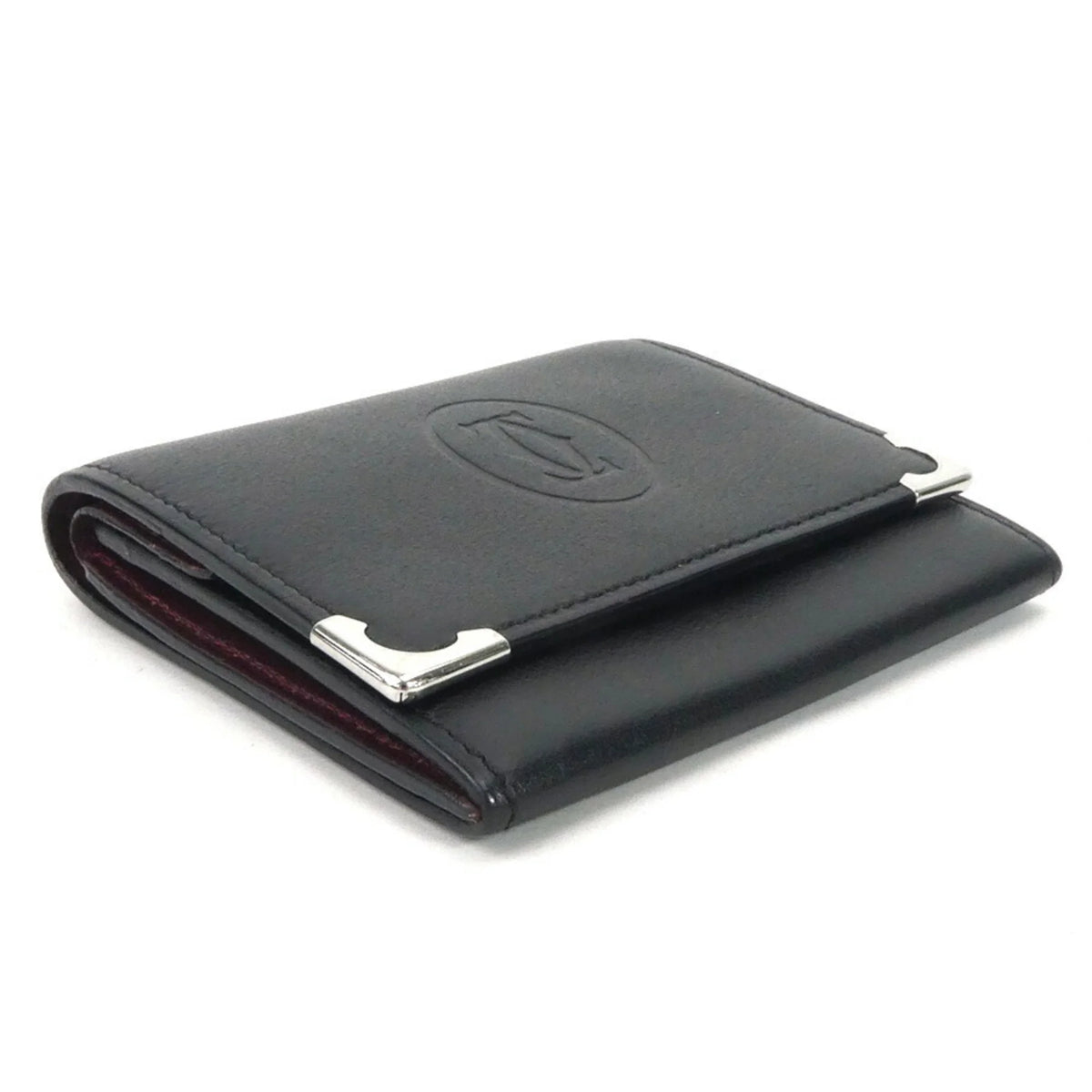 Coin Case Leather Black Silver N1672