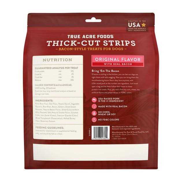 Thick Cut Strips with Real Bacon Dog Treats P51474