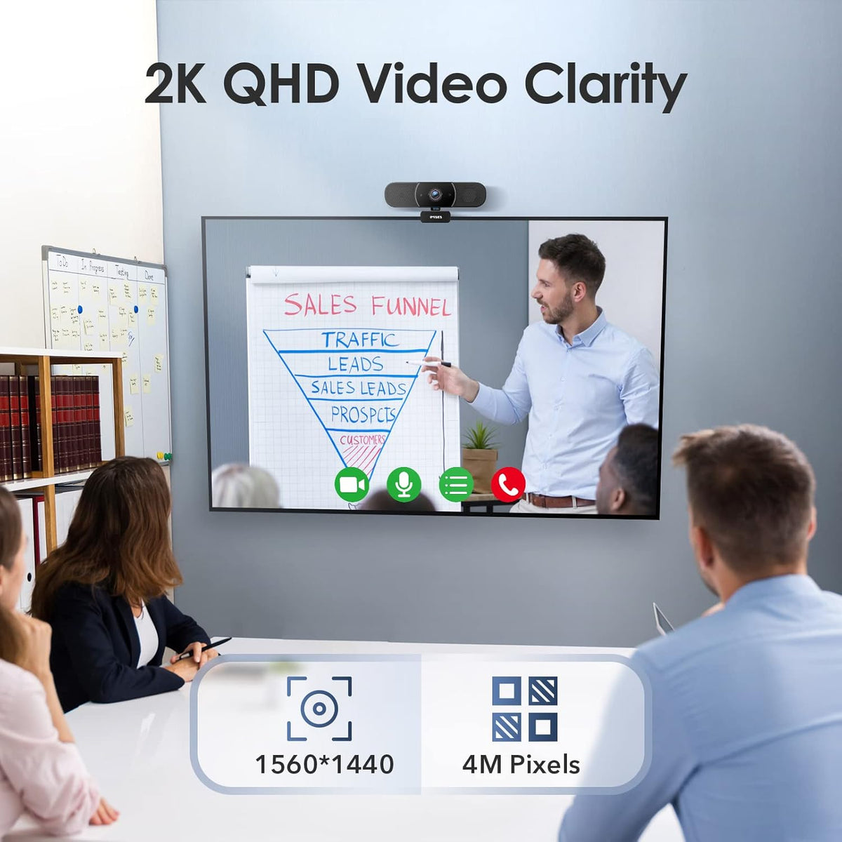 2K QHD Webcam with Microphone & Speaker, Autofocus, Privacy Cover, Pack of 2 Z92034