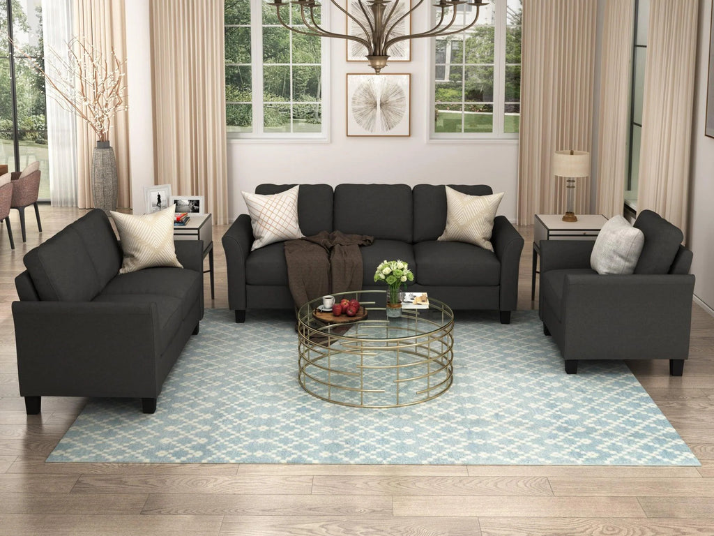 3 Pieces Polyester-blend Sofa Set T1432