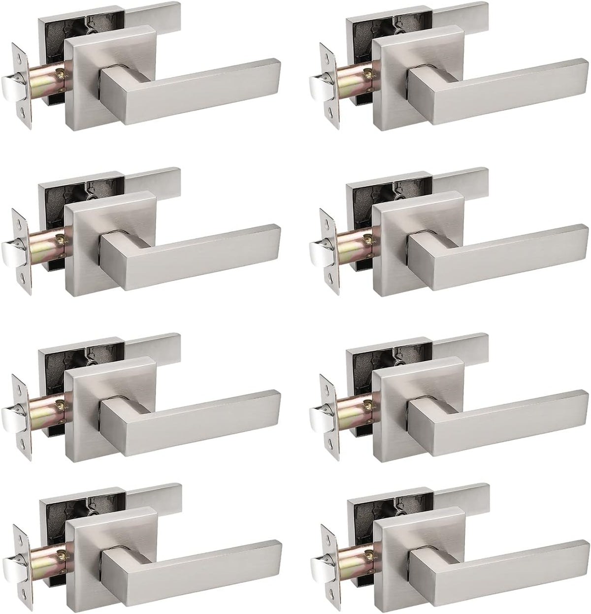 10 Pack Square Door Lever Passage Door Knob Lockset in Satin Nickel N52253