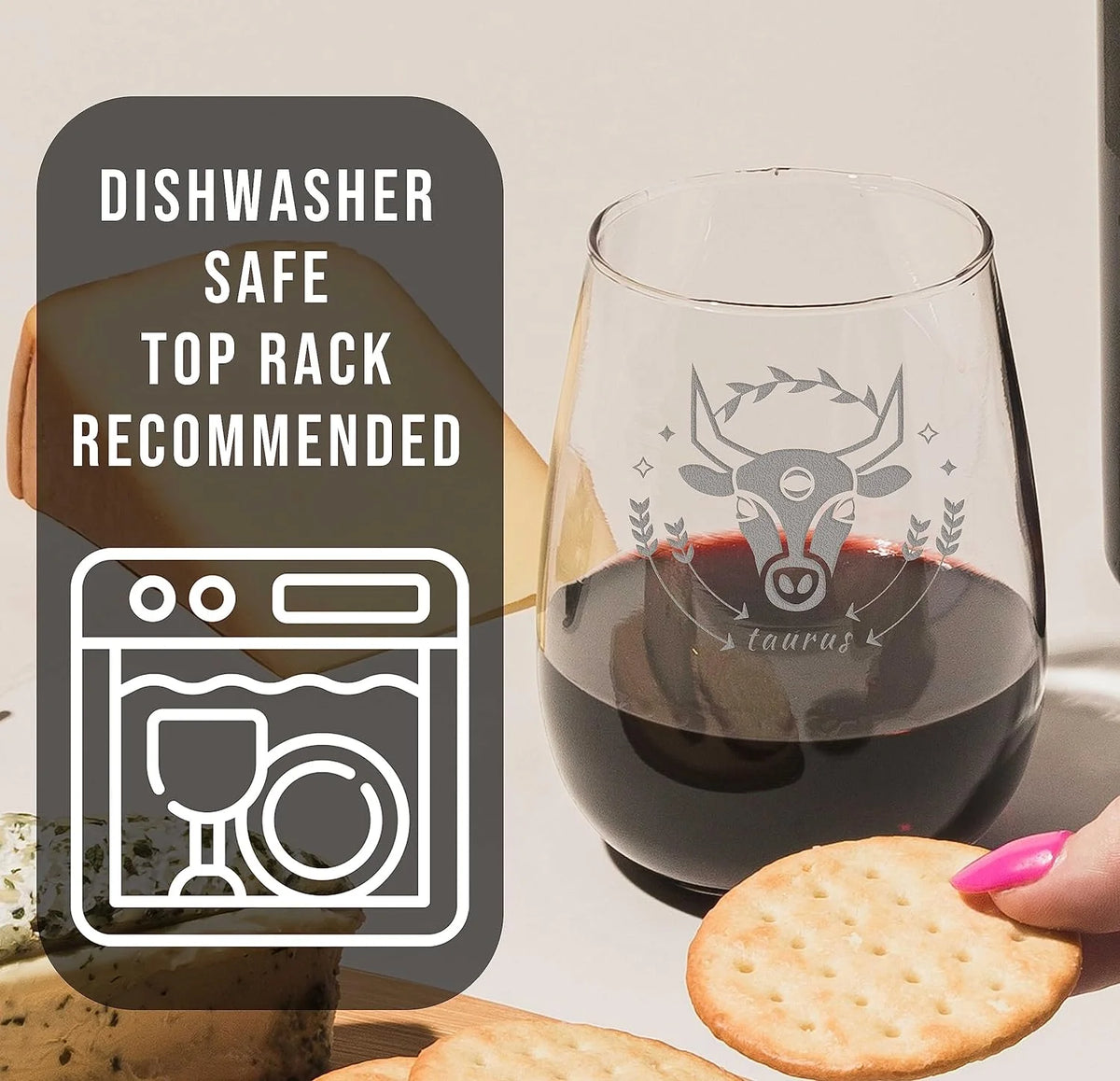 Etched 17Oz Stemless Wine Glass L5046