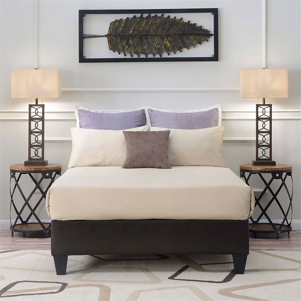 Upholstered Mahogany Full Platform Bed N869