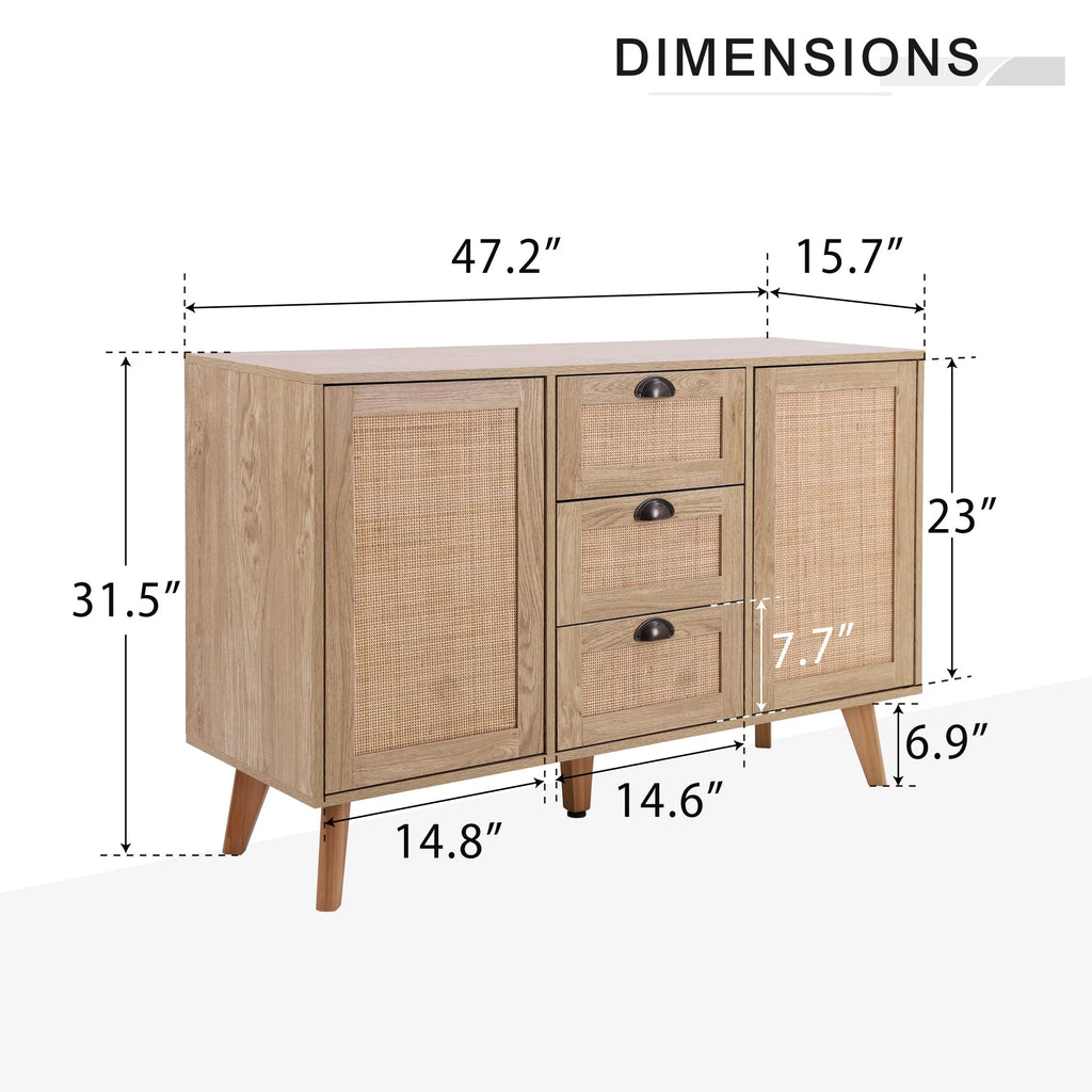 Farmhouse Buffet Sideboard with 3 Drawers and 2 Doors T68160