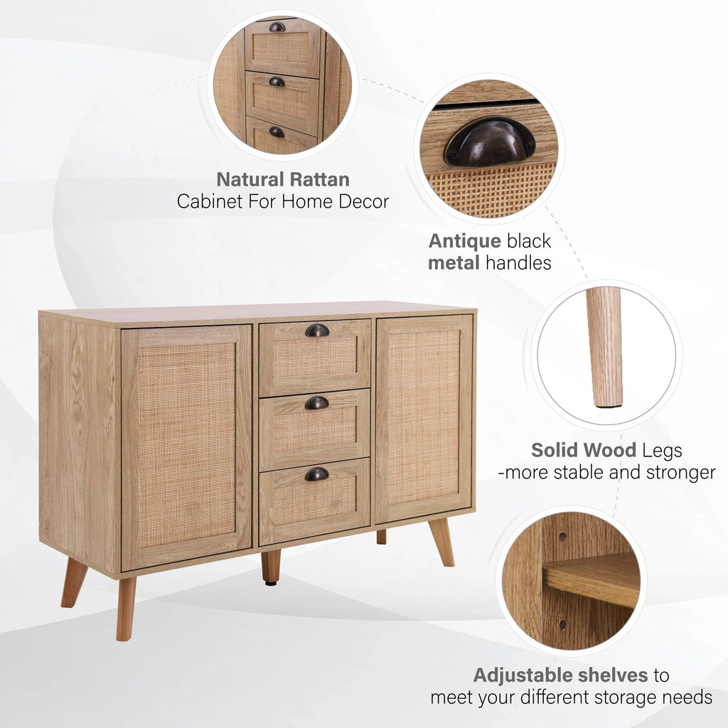 Farmhouse Buffet Sideboard with 3 Drawers and 2 Doors T68160