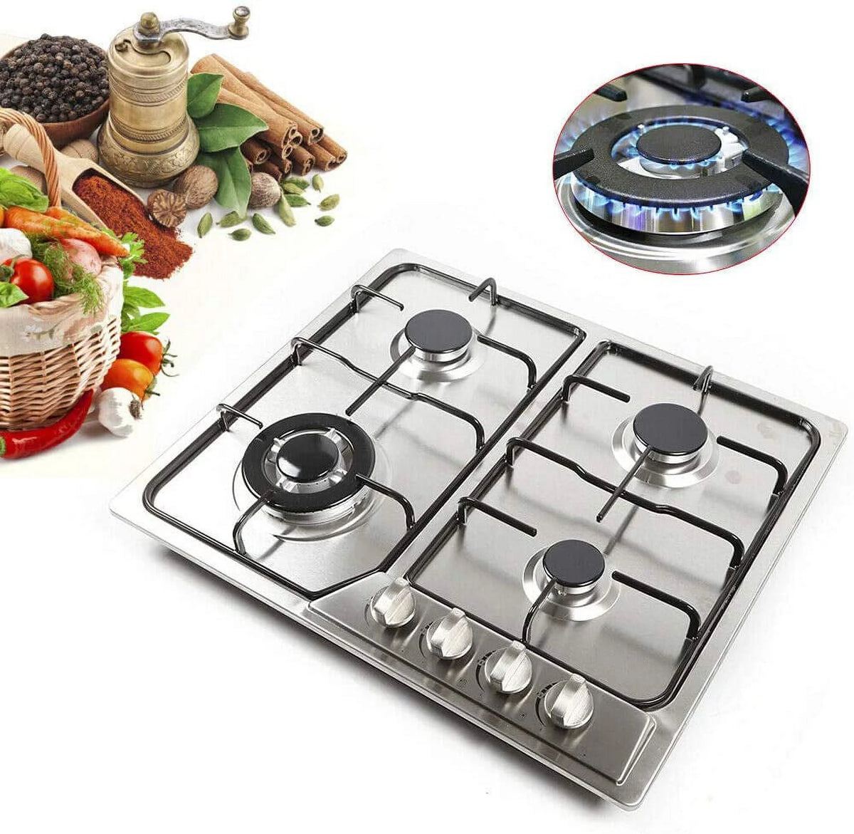 23" Stainless Steel 4 Burner Gas Cooktop S563
