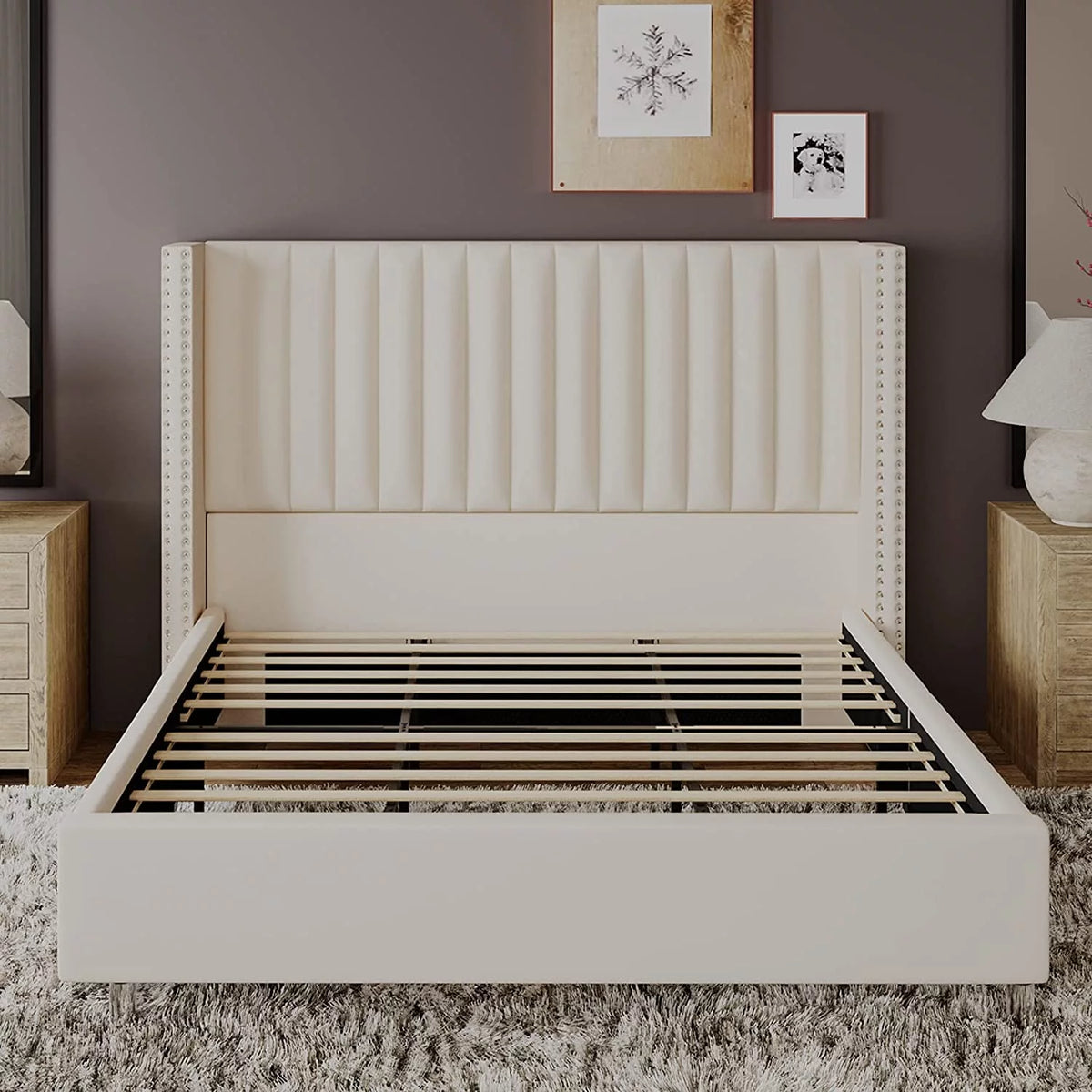 King Size Velvet Upholstered Bed Frame I13223