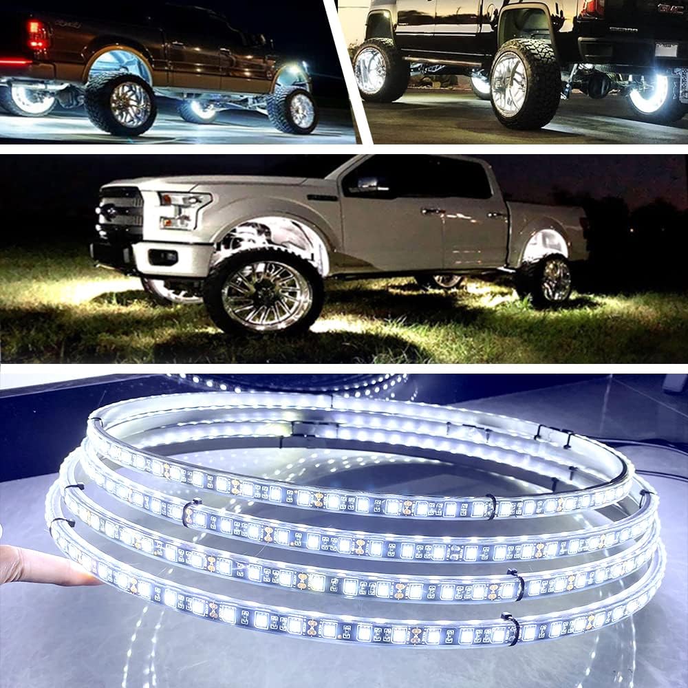 17IN Pure White LED Wheel Ring Light Kit 4PCS Single Row Waterproof P71449