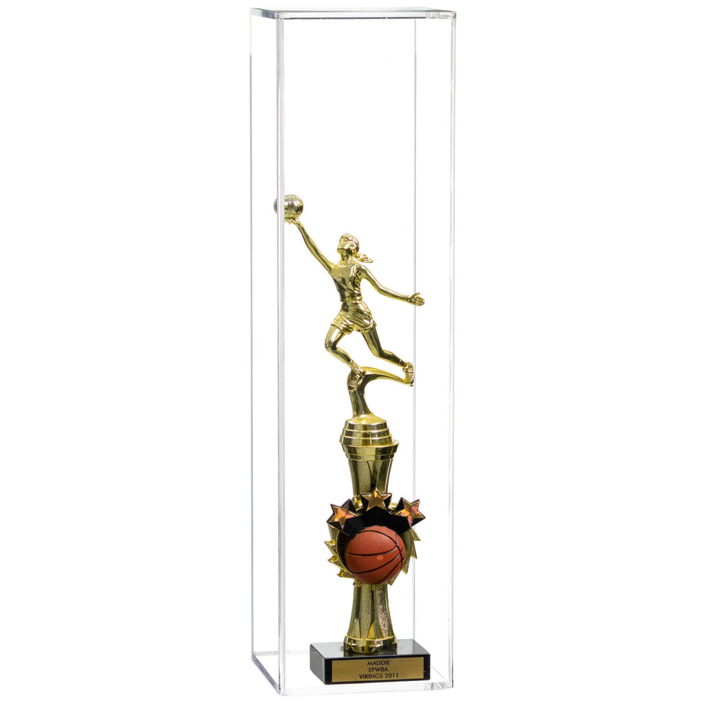 Acrylic Display Case with Slide Back, 8 x 8 x 20, White, Wall Mount S567