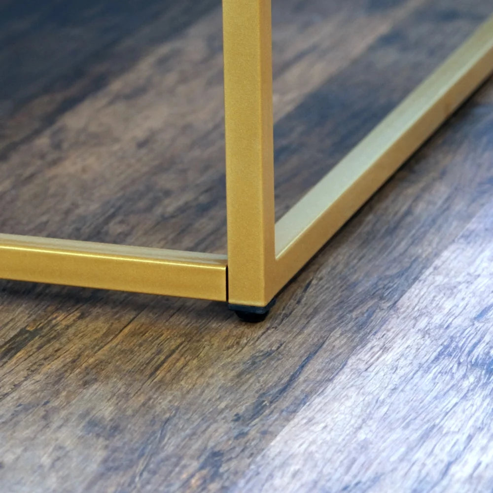 White Marble And Gold Square End Table with Metal Frame P71982