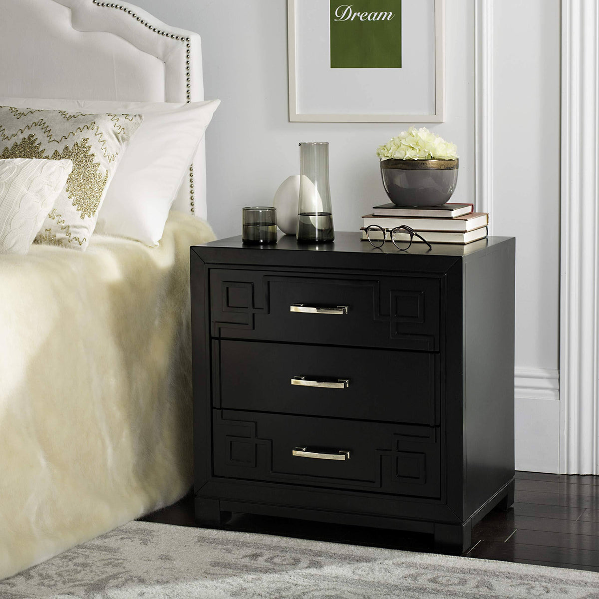 Three Drawer Greek Key Night Stand M433329