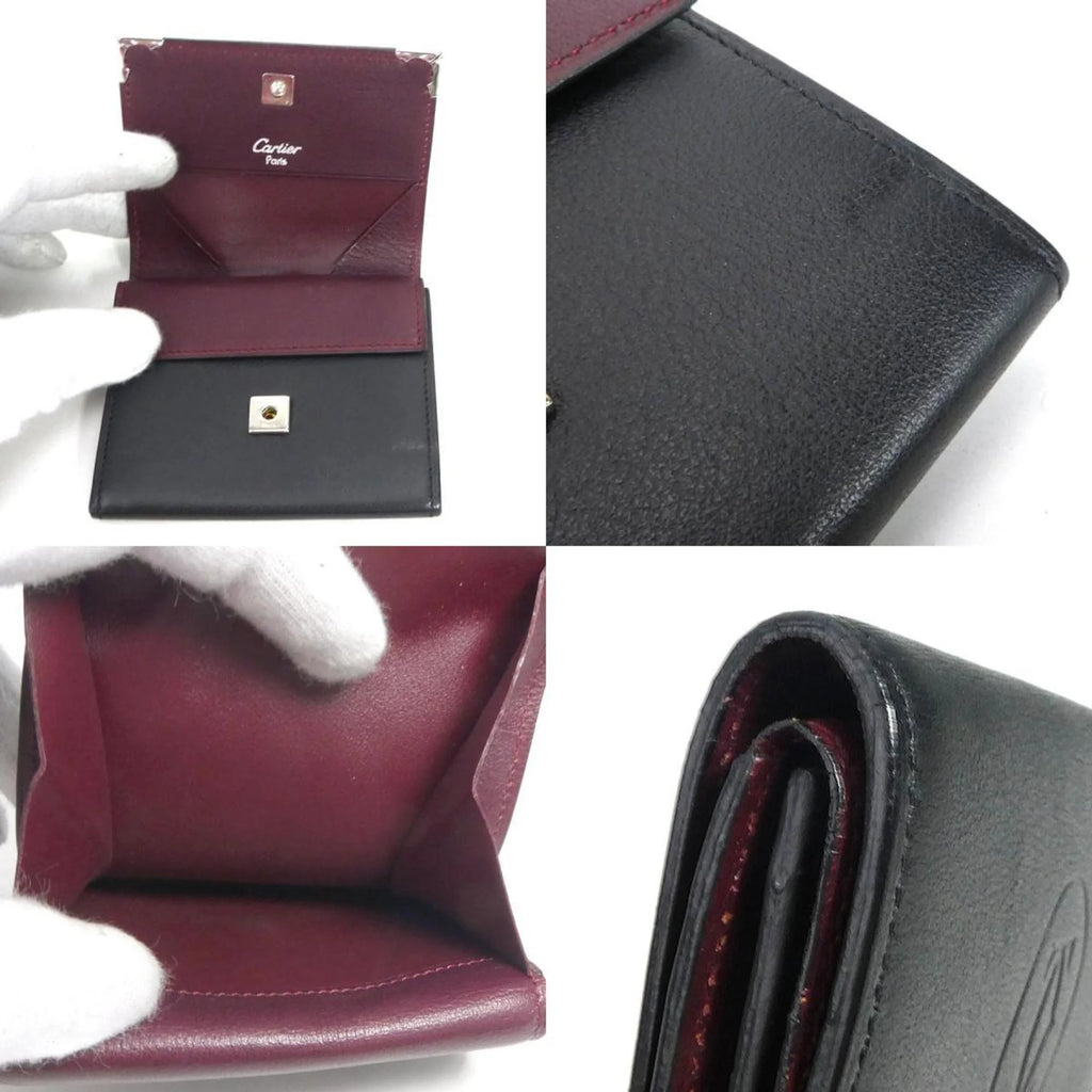 Coin Case Leather Black Silver N1672