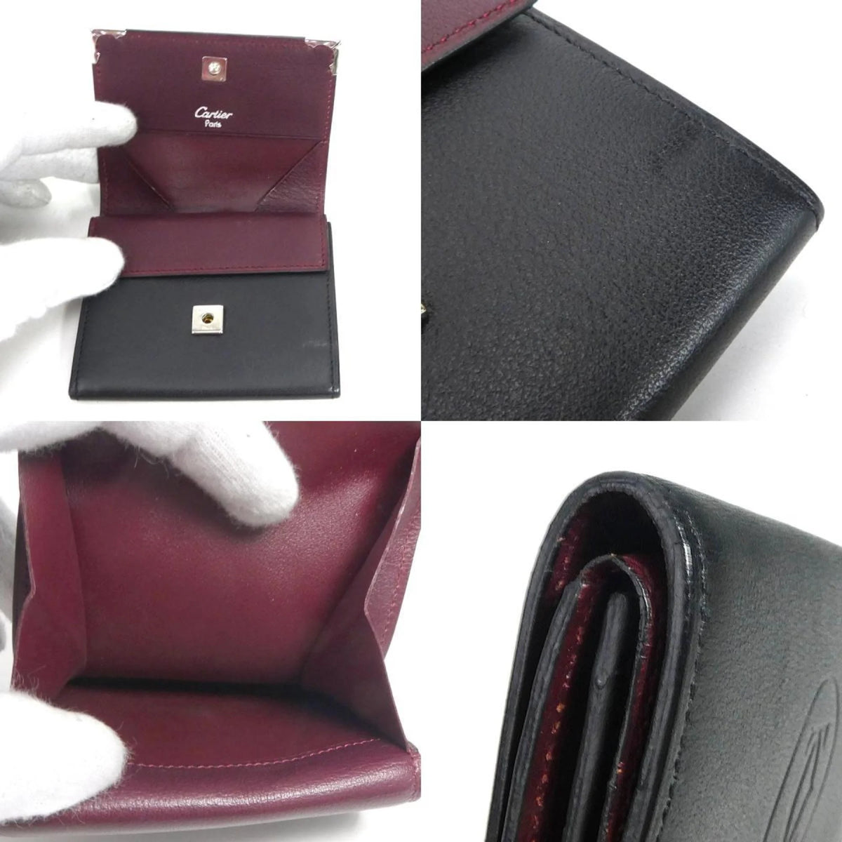 Coin Case Leather Black Silver N1672