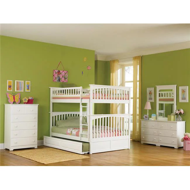 White Full Over Full Size Bunkbed with Drawers X99306