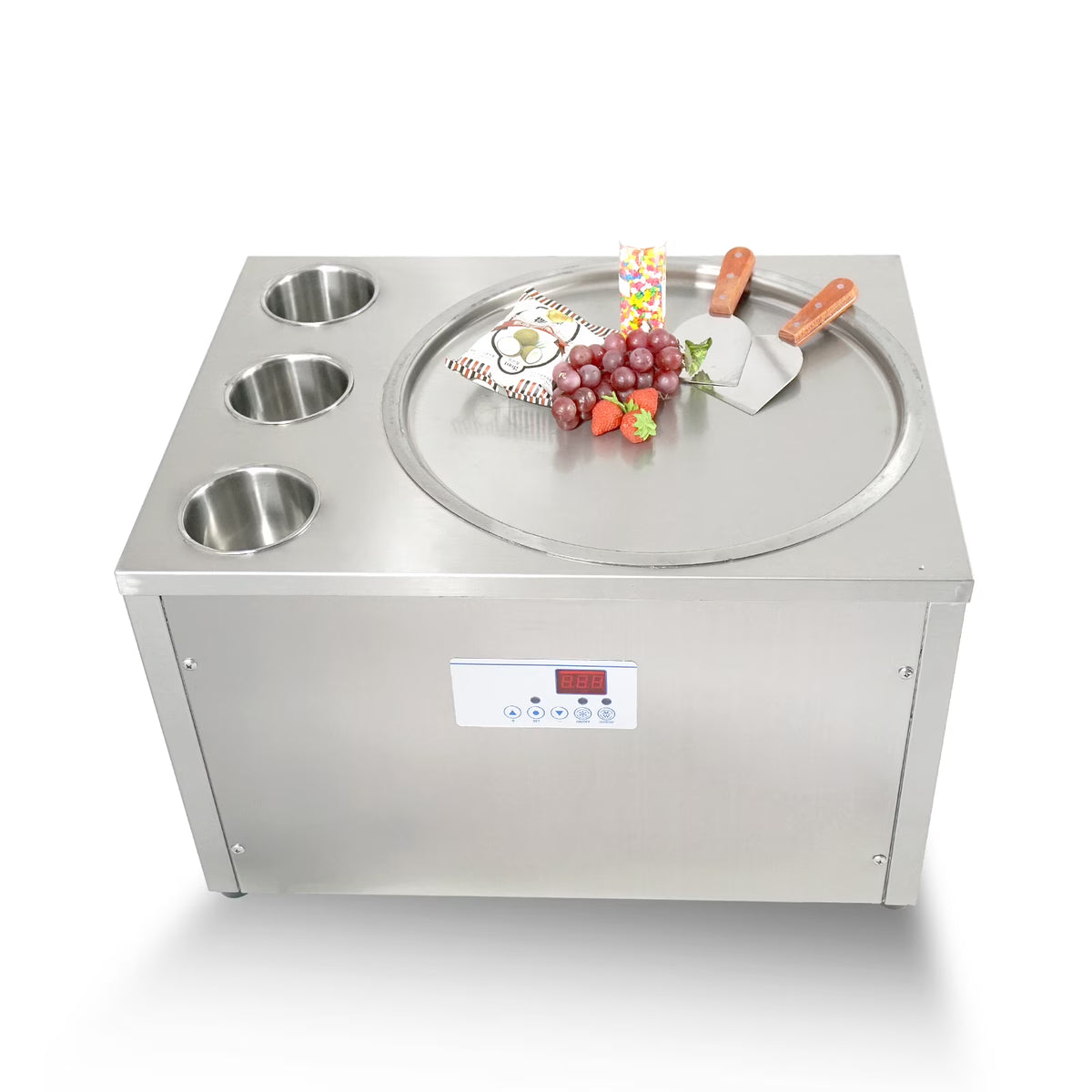 18'' Round Ice Pan Ice Cream Roll Machine, 3 Tanks Y873958