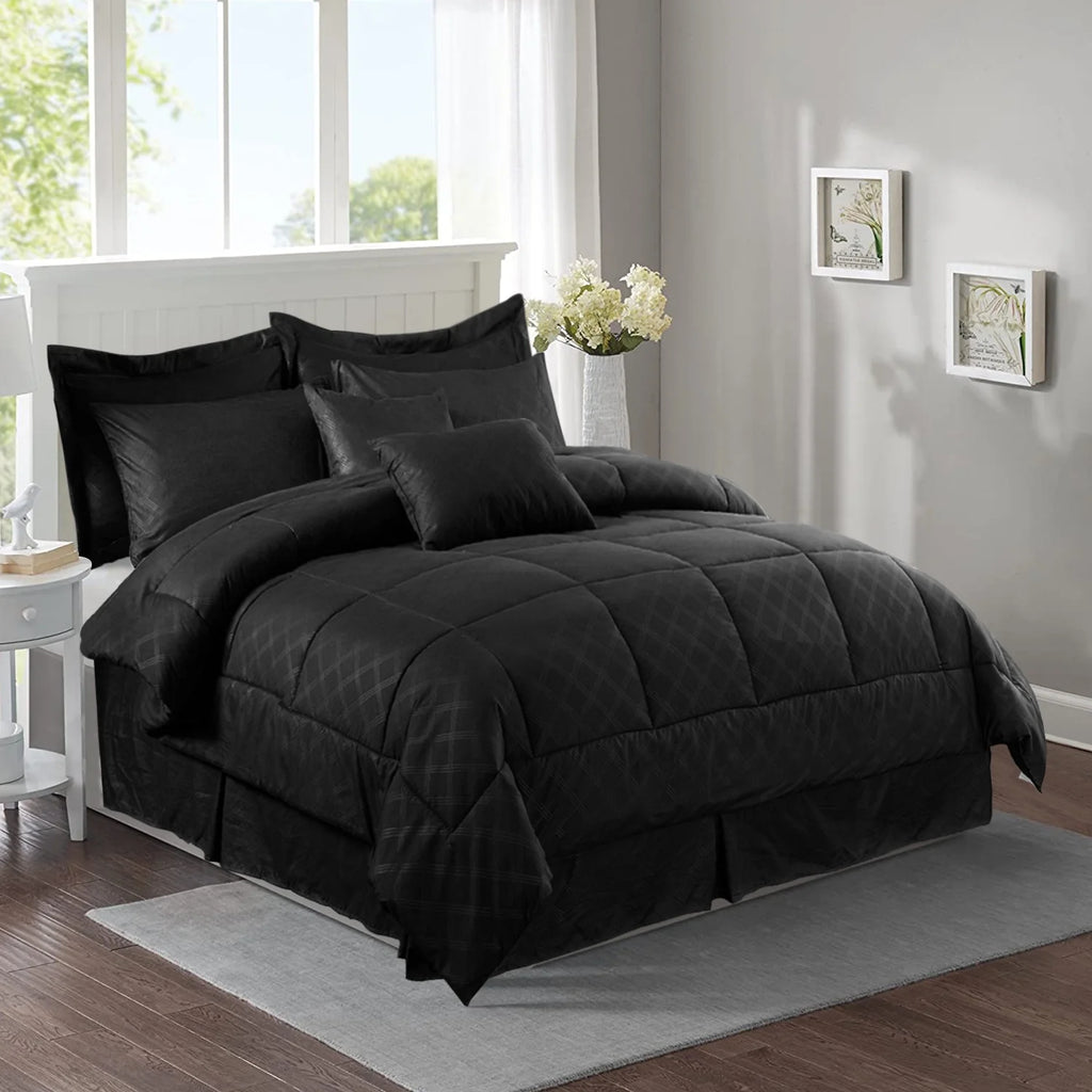 10 Piece Black King Bed in a Bag Comforter Set S2922