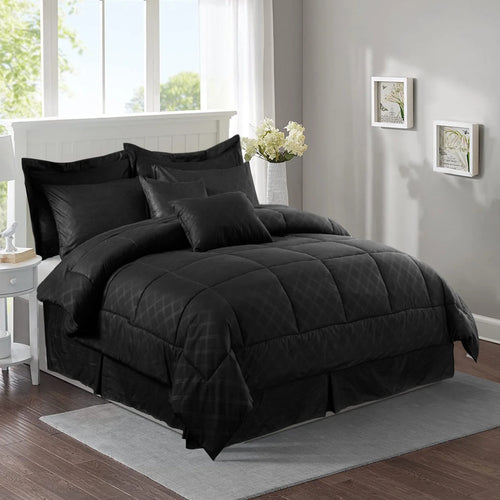 10 Piece Black King Bed in a Bag Comforter Set S2922