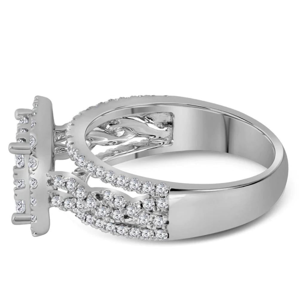 White Gold Cushion Halo Diamond Engagement Ring V9735