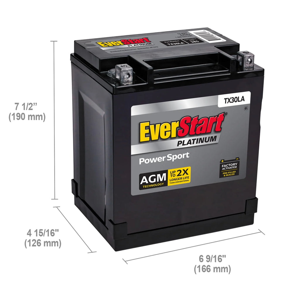 AGM PowerSport Battery Group Size TX30LA 12Volt 385 CCA V4882