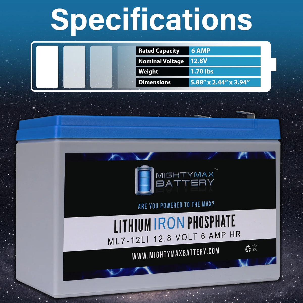 12V 7AH Lithium Replacement Battery 4 Pack E120