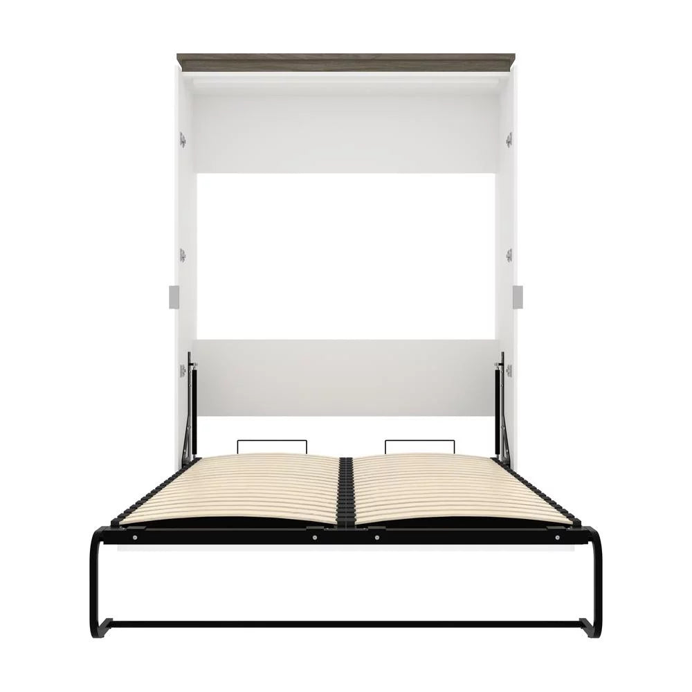 61" Full Murphy Bed in White and Walnut Gray Y547