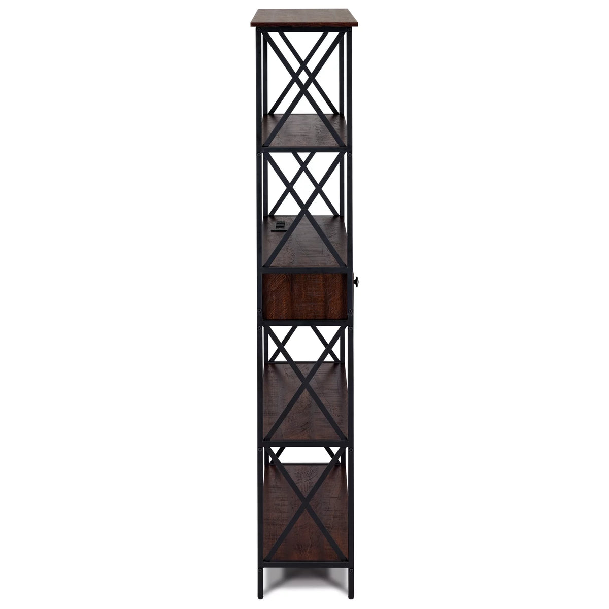 5 Shelf Bookcase with USB, AC Power Outlets and Drawer, Walnut J861594